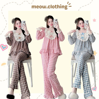 Đồ Bộ Mặc Nhà, Bộ Ngủ Nữ, Pijama Tay Dài Quần Dài Thô Mềm Kẻ Caro Freesize
