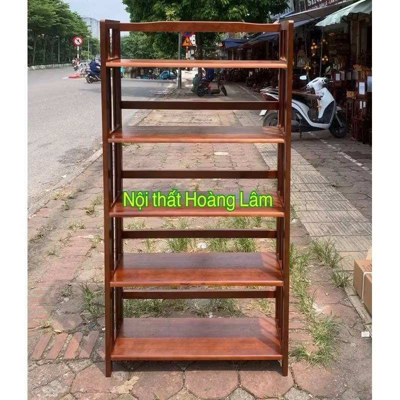 Kệ sách 5 tầng gỗ cao su tự nhiên