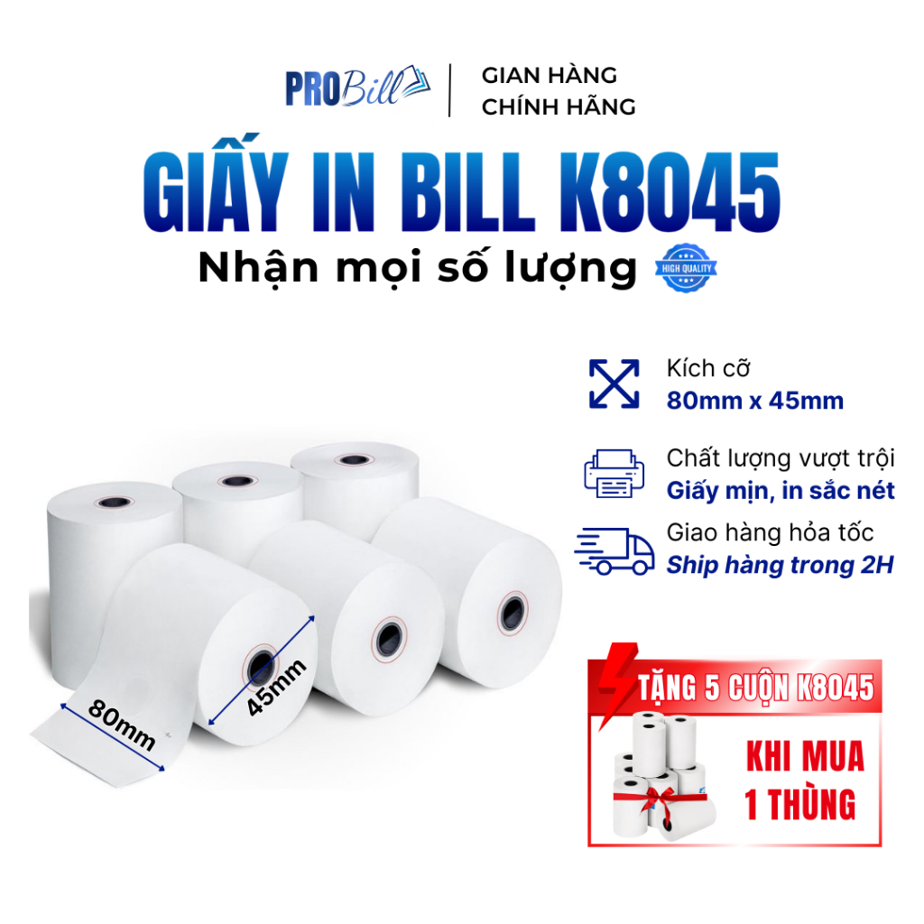 [Giấy in bill KT80-45 ] GIẤY IN NHIỆT IN BILL 80x45mm