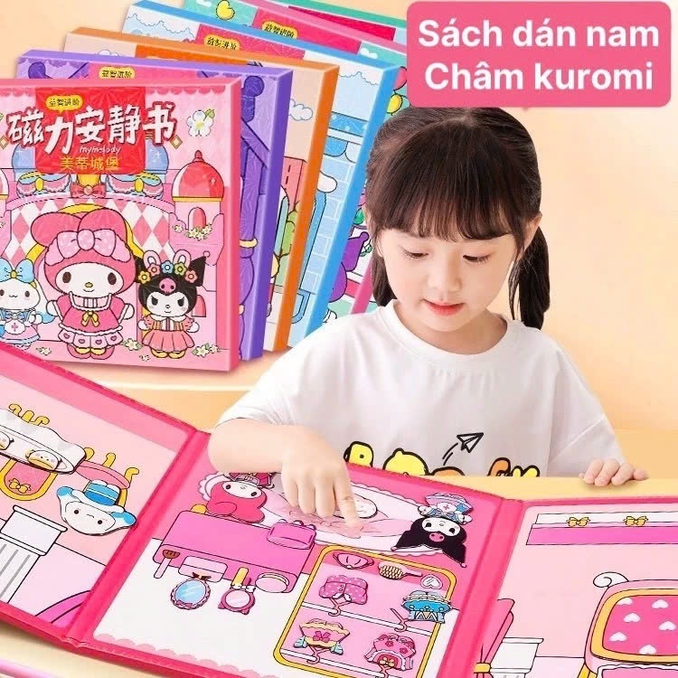 Đồ Chơi Sách Nam Châm Kuromi Thay Trang Phục Kuromi, Cinnamoroll, Melody, Kitty size To 18cm Bìa Cứng Dày Đẹp Cho Bé