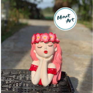 Bình hoa cô gái cắm hoa khô, hoa lụa, decor phòng (Đọc kĩ mô tả của shop bạn nhé)