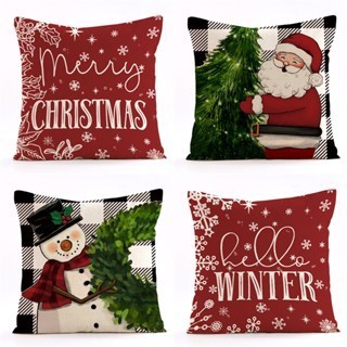   45 MẪU  Vỏ gối sofa vải lanh hoạ tiết GIÁNG SINH NOEL vỏ gối vuông kích thước 45x45cm 