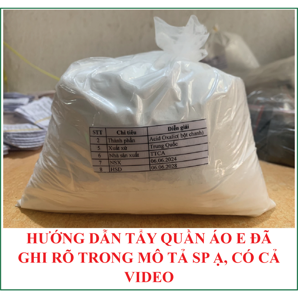 [1Kg] Bột Chanh Tẩy Rửa Công Nghiệp, Tẩy Trắng Quần Áo Mốc Ố Vàng, Axit Oxalic, Acid Oxalic, Bột Oxalic Tẩy Rỉ
