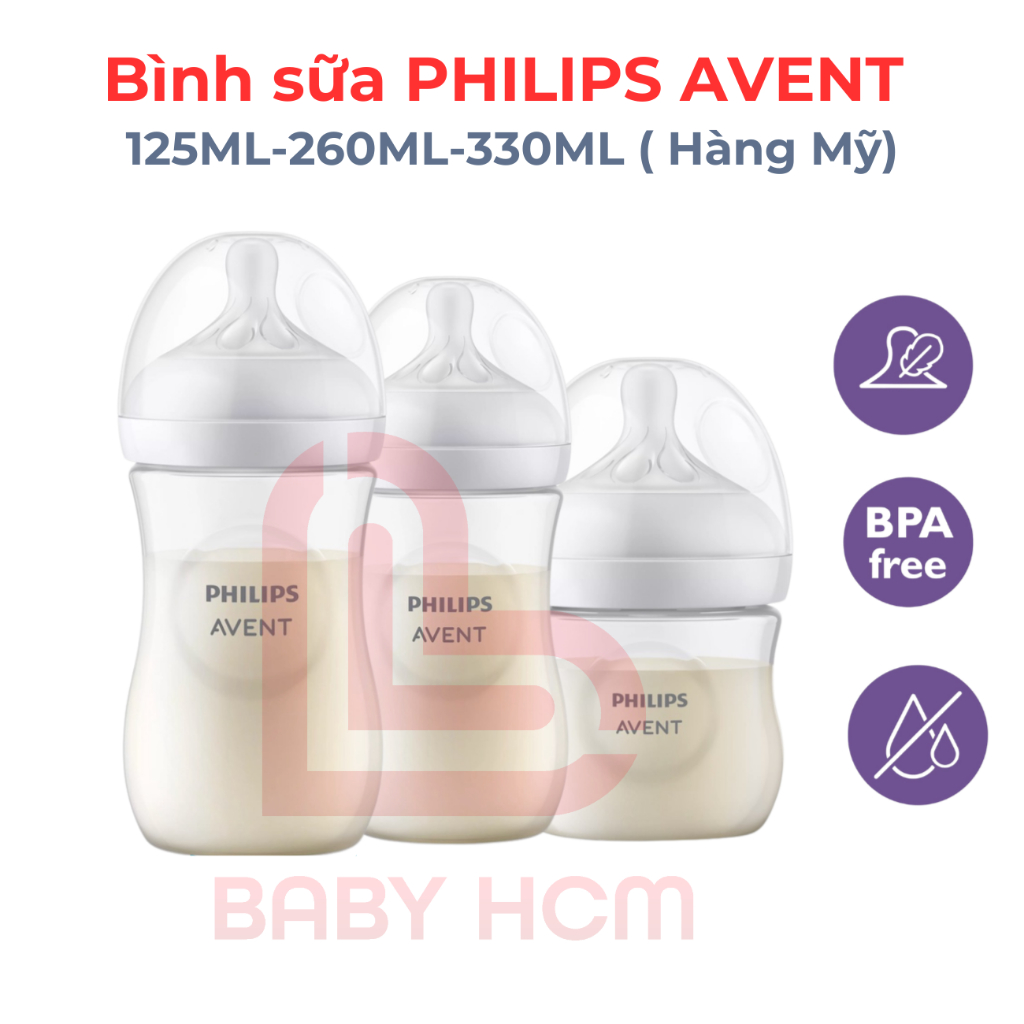 Bình sữa Philips AVENT 125ml - 260ml - 330ml [ Mẫu mới hàng xuất Mỹ , Canada]