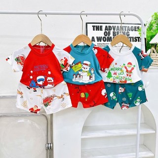 Bộ Thun Lạnh Noel Cho Bé 6 - 15kg. Vải thun lạnh mềm, in rõ nét, thoáng khí, hút mồ hôi