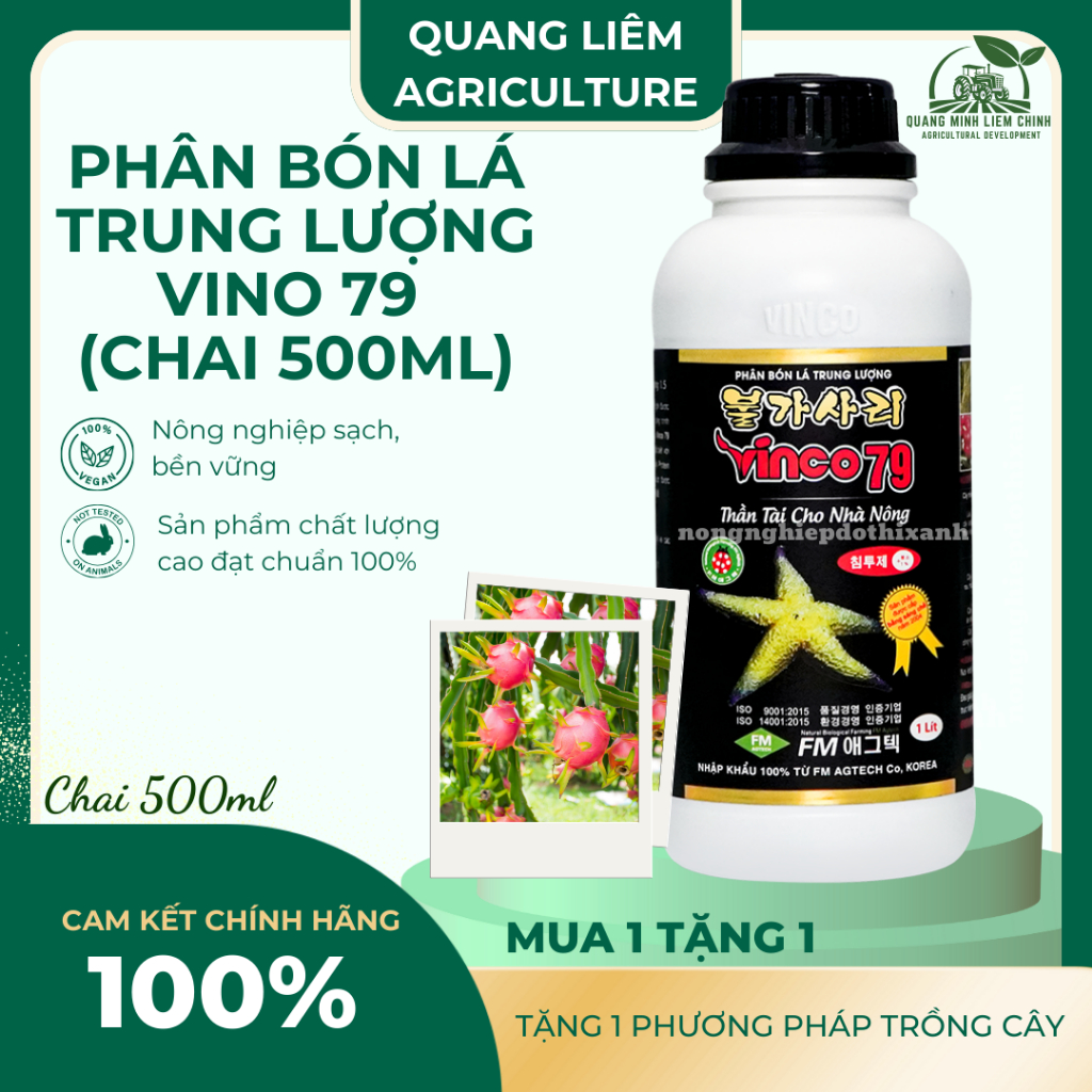Phân bón lá trung lượng Vino 79 chai 500ml - nguyên liệu hàn quốc
