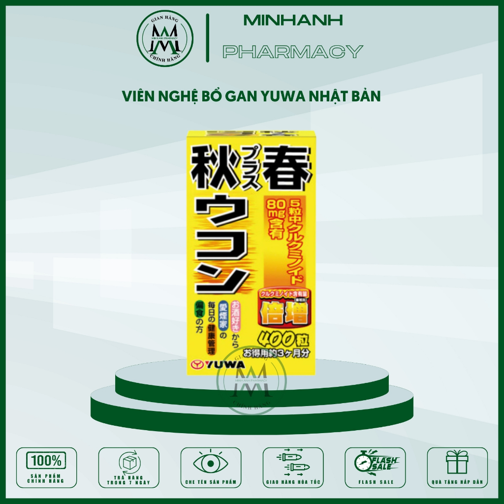 Viên tinh bột nghệ mùa thu Yuwa Nhật Bản hỗ trợ bảo vệ gan làm đẹp da giúp da trắng sáng mịn màng