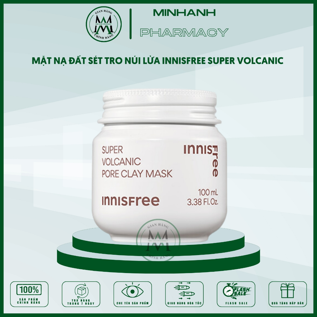 Mặt nạ ủ mụn đầu đen innisfree super volcanic pore clay mask hút bã nhờn giảm mụn đầu đen mụn liti se khít lỗ chân lông