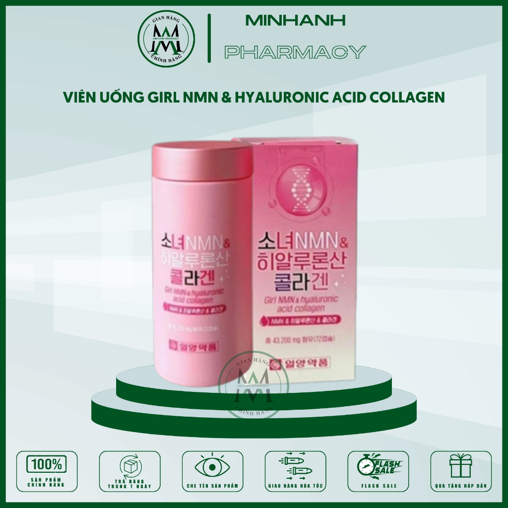 Viên Uống Trắng Da Girl NMN Và Hyaluronic Acid Collagen giúp dưỡng trắng da ngăn ngừa lão hóa Hàn Quốc