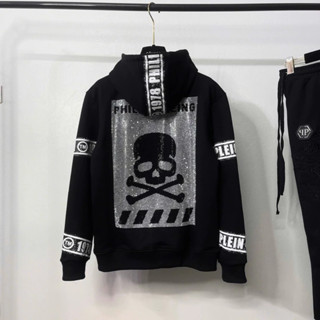 [M] Áo Khoác Hoodie Boy Phố Philipp Plein Đính Đá Đầu Lâu Logo Kim Loại Áo Khoác Nữ Philip Chất Phố #Hot #2025...