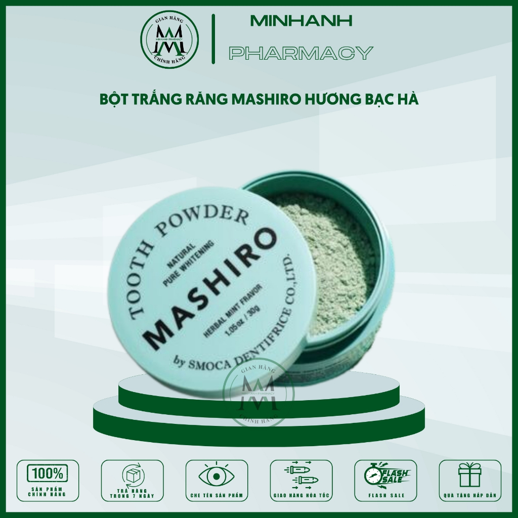 Bột đánh răng Mashiro Whitening Tooth Powder hỗ trợ làm trắng răng răng ố vàng răng xỉn màu
