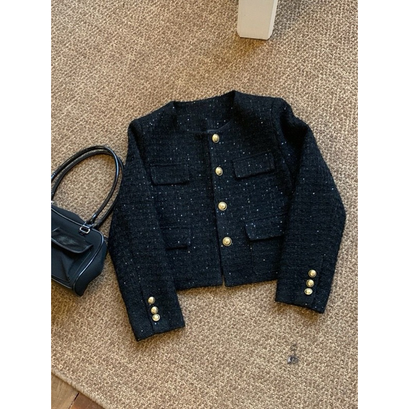 【Sẵn Ship】Áo Dạ Tweed Bling Bling,Áo Dạ Tweed Nữ Hàng Cao Cấp QC