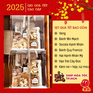 [HOẢ TỐC 2h HCM] Set Hộp Quà Tết 2025 Tone Nâu Tây Trụ Meca Đứng Vuông Sang Trọng Thích Hợp Biếu Tặng Dịp Năm Mới