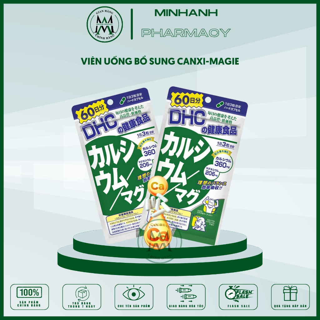 Viên uống bổ sung Canxi  Magie DHC Nhật Bản, xương chắc răng khỏe. 100% hàng chính hãng