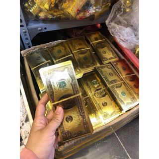 1 tờ tiền USD mạ vàng, đồng đô la mạ vàng làm tháp tỏi, làm oản, giỏ hoa, tháp bánh tháp nước Tài lộc, giỏ quà Tết