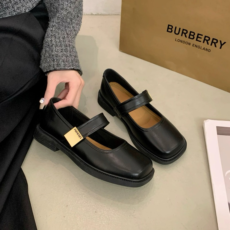 Giày lolita nữ đế thấp quai dán to bản QT da mềm