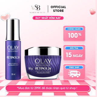 Kem Dưỡng Ban Đêm + Serum Thúc Đẩy Tái Tạo Da, Mờ Nếp Nhăn OLAY REGENERIST Chiết Xuất RETINOL 50G + 30ML
