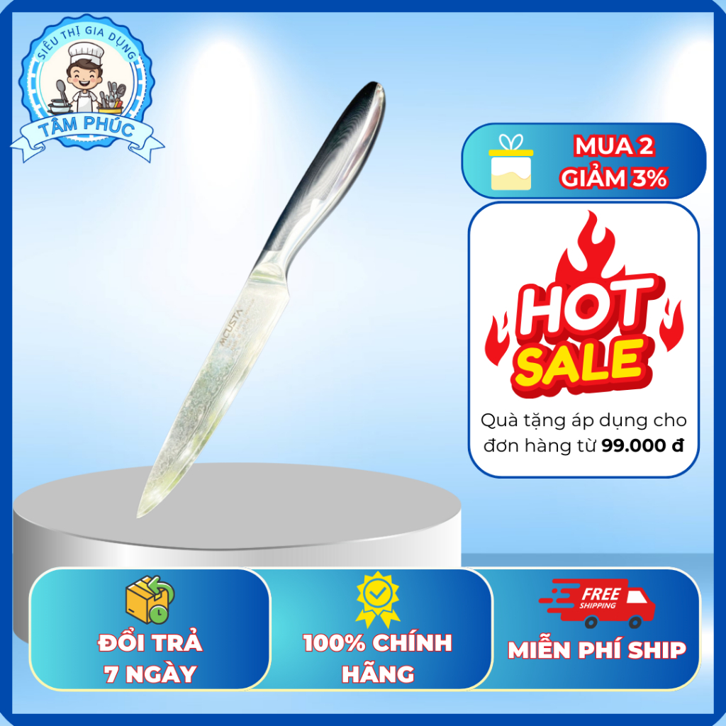 Dao Thái Lát Mỏng Mcusta Seki-Japan – Thép Damacus 73 Lớp Chính Hãng, Siêu Sắc