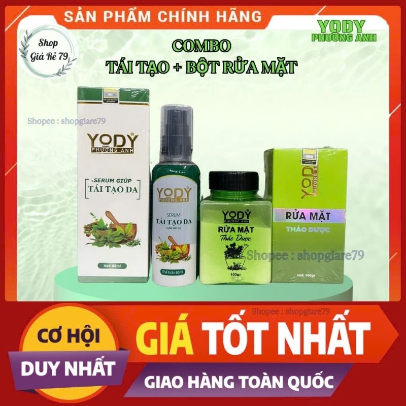 COMBO TÁI TẠO DA & BỘT RỬA MẶT YODY PHƯƠNG ANH