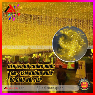Đèn led mành thả rủ trang trí sảnh, ban công, decor chống nước 6m 22 sợi - 12m 48 sợi ánh sáng vàng