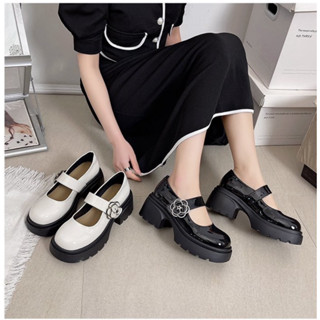 GIày đốc HOA TRÀ nữ 2 màu đế cao 6cm dễ phối đò thời trang mới 2025