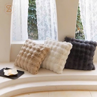  Gối tựa lưng sofa kiểu LÔNG THỎ CARO TO mềm mại phong cách Châu Âu 