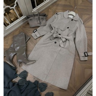 Áo Khoác Mangto Nữ Hàng Dạ Ép Lông Thỏ Dáng Dài Sang Chảnh Thanh Lịch - LIING