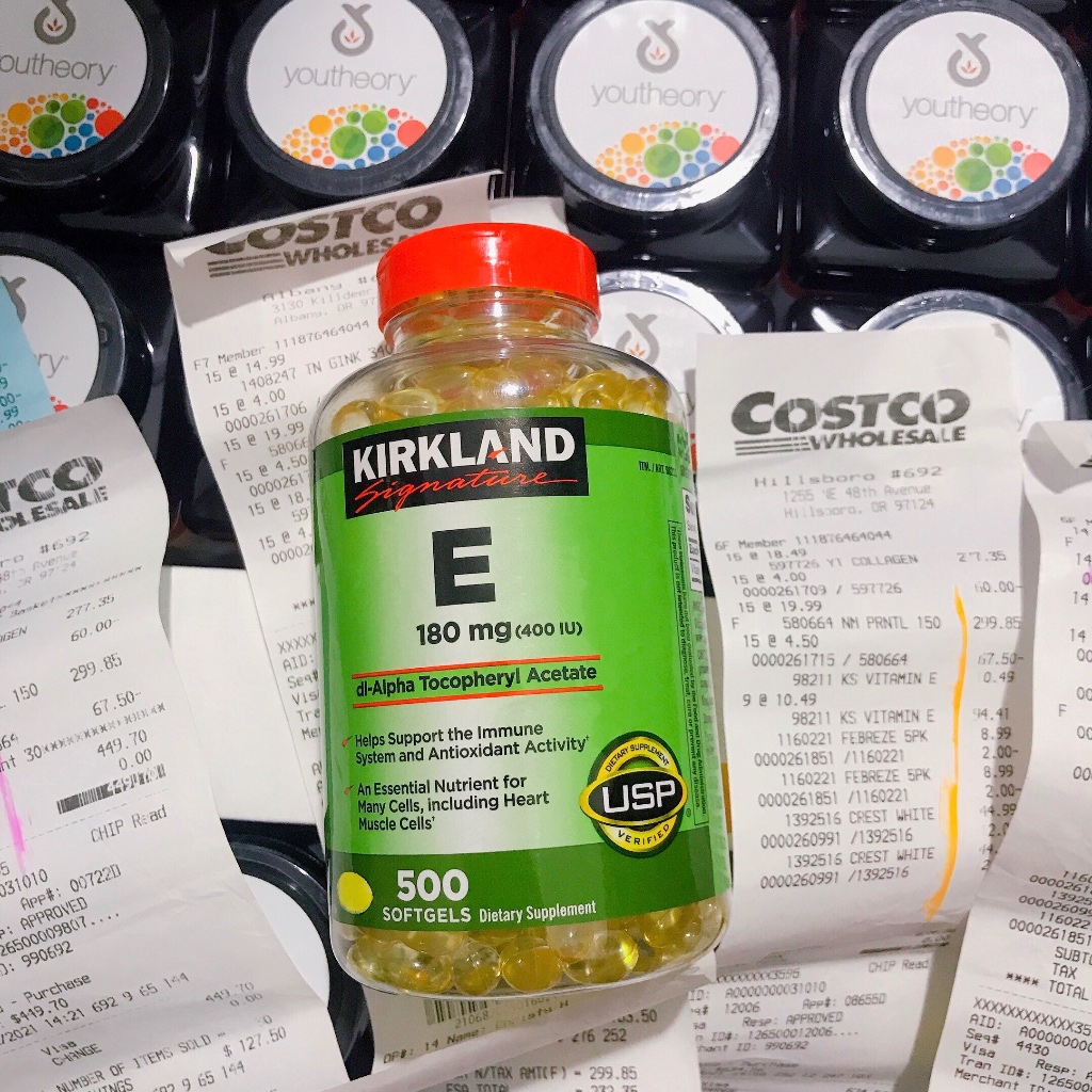 Viên Uống Vitamin E Kirkland 400IU- Bổ Sung Vitamin E, Chống Lão Hoá, Da Sáng Đẹp
