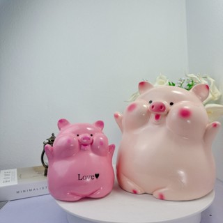 [ MUA 1 TẶNG 1 NHỎ ] Heo đất, lợn đất mẫu Heo Bánh Bao HELLO size TO / Quà tặng, trang trí - HTK51