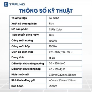 (Hỏa tốc) Nồi chiên hơi nước Tapuho TSF16 color / Bảo hành tận nhà 2.5 năm