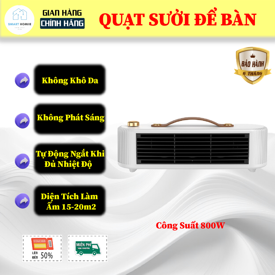 Máy sưởi gốm PTC để bàn cao cấp,không gây khô da,không đốt cháy oxi trong phòng,sử dụng linh hoạt,tiết kiệm điện