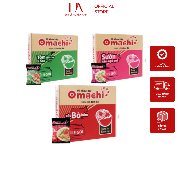 Thùng Mì Omachi Có 4 vị Bò , Tôm , Sườn , Spaghetti Date mới nhất