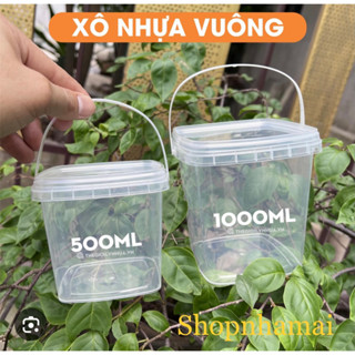  Set 20c Xô nhựa 500ml 1000ml đựng bánh kẹo trà sữa giá hạt dẻ 