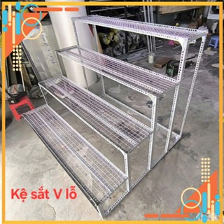  Kệ sắt v lỗ 4 tầng vỉ lưới sắt ô vuông  Rộng 30cm x Dài 1m x Cao 1,2m  Kệ trưng bày cây cảnh sen đá 