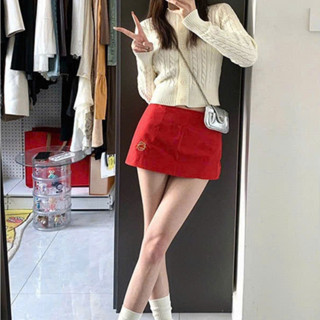 (Sẵn) Chân Váy Ngắn Màu Đỏ Trơn Dáng Chữ A Phong Cách Y2K Thời Thượng, Phong Cách Hàn Quốc Cho Nữ, Thời Trang Hot 265