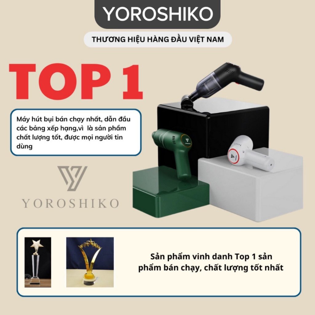 Máy hút bụi mini cầm tay Yoroshiko hút bụi giường nệm ô tô không dây lực hút 20000 Pa công xuất 120W Bảo Hành 12 Tháng | BigBuy360 - bigbuy360.vn