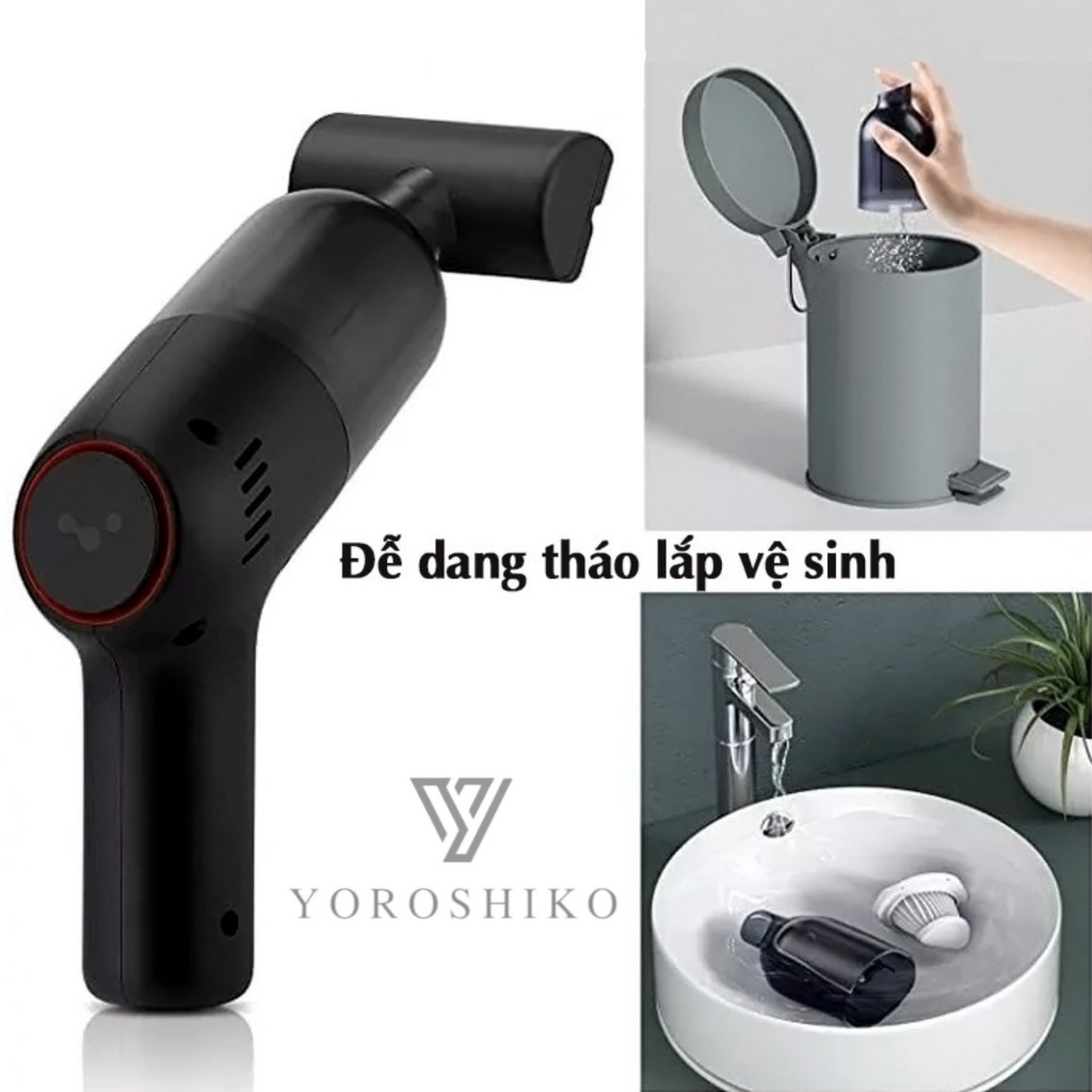 Máy hút bụi mini cầm tay Yoroshiko hút bụi giường nệm ô tô không dây lực hút 20000 Pa công xuất 120W Bảo Hành 12 Tháng | BigBuy360 - bigbuy360.vn