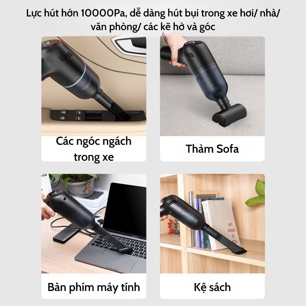 Máy hút bụi mini cầm tay Yoroshiko hút bụi giường nệm ô tô không dây lực hút 20000 Pa công xuất 120W Bảo Hành 12 Tháng | BigBuy360 - bigbuy360.vn