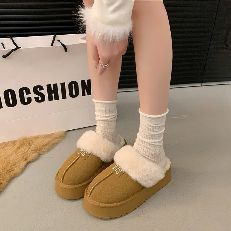 Dép Sục lông nữ miumiu đế bằng phong cách Hàn dễ thương Quảng Châu fullbox