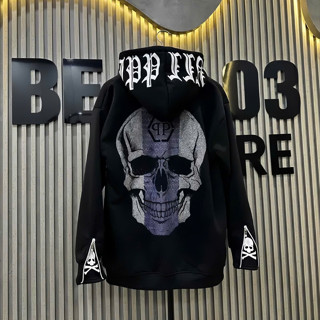 Áo Khoác Hoodie Zip Đầu Lâu Tím Đính Đá Họa Tiết Logo Ngực Siêu Hot -Hoodie Philip Chất Nỉ Dày Dặn Phong Cách Boy Phố