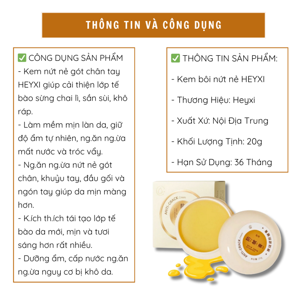 Kem bôi nứt nẻ HEYXI - Kem bôi KEYXI cải thiện da bị khô nứt và giúp dưỡng ẩm cho da, mang lại làn da tươi mới - QUINN