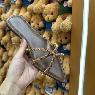 Dép Bệt Nữ Mũi Nhọn Hình Thoi Xoắn Đá Sáng Chất Dày Dặn Êm Chân Đế Chống Trơn Trượt DE8