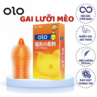Bao cao su gai lưỡi mèo Olo gai mềm lớn tăng khoái cảm tăng cảm hứng - hộp 10 bcs