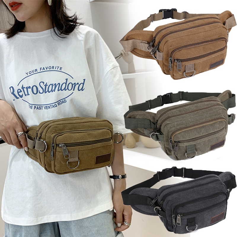 Túi đeo bụng nam, nữ chất liệu vải dày bền chống trầy xước, có nhiều ngăn tiện dụng  TUI-