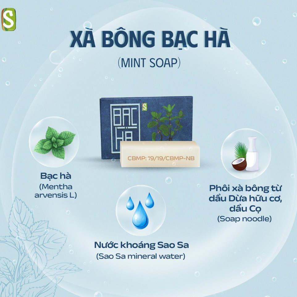 Xà Bông Sinh Dược Bạc Hà ( Sảng Khoái,  Mát Lạnh) 100gr