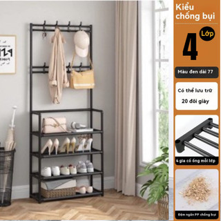 kệ để giày dép SIZE TO 77CM  KHUNG THÉP có nắp đậy 4/5 tầng giá để giày dép  có móc treo tiên lợi