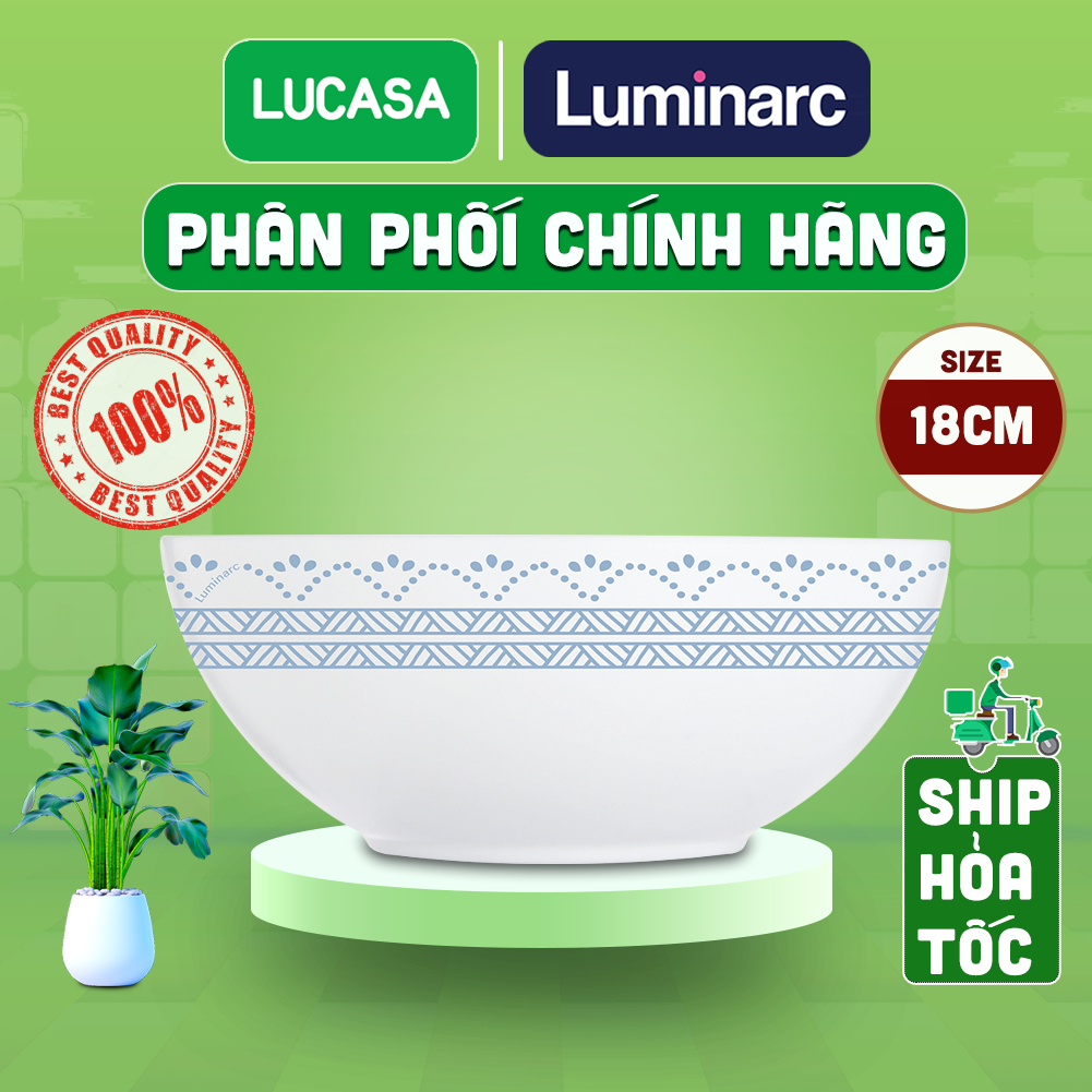 Bộ 6 Tô Thủy Tinh Cường Lực Luminarc Diwali Geomatric Blue 18cm - BOL6536 | Phân Phối Chính Hãng