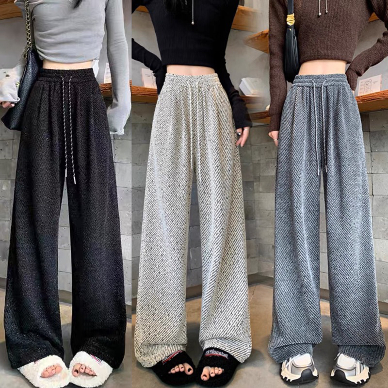 Quần Suông Nữ Chất Dạ Nhung Bling Bling Lấp Lánh Cao Cấp Dày Dặn Ấm Mùa Thu Đông 2024 m059