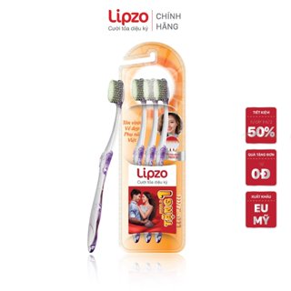 Bộ Ba Bàn Chải Bàn Chải Đánh Răng Lipzo Áo Dài Dành Cho Người Lớn Công Nghệ Chỉ Tơ Xoắn Kép Siêu Mềm Mảnh