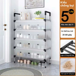 kệ để giày dép SIZE TO 77CM  KHUNG THÉP có nắp đậy 4/5 tầng giá để giày dép  có móc treo tiên lợi